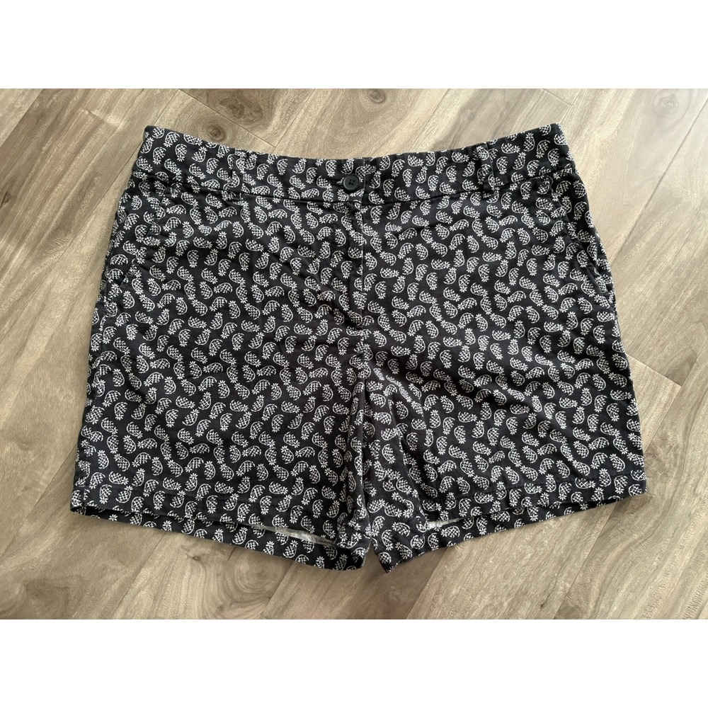 Loft Womens Black White Pinapple Print Slash Pockets Chino 6" Shorts Size 12